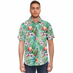 Men Hawaiian Shirt Flamingo Birds and Tropical Summer Hawaiian Men Short Sleeve Shirt