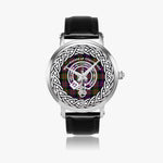MacDonald of Clanranald Scottish Clan Tartan Crest Badge Silver Automatic Watch Size 46mm