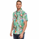 Men Hawaiian Shirt Flamingo Birds and Tropical Summer Hawaiian Men Short Sleeve Shirt