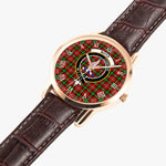Scottish Boyd Modern Family Crest Quartz Watch With Leather Strap - Tartan Watch Instafamous Quartz Leather Strap Plaid Watch