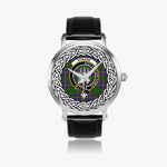 Strang (or Strange) Scottish Clan Tartan Crest Badge Silver Automatic Watch Size 46mm