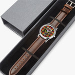 Scottish Buchanan Modern Watch Tartan Crest Leather Strap Classic Plaid Watch