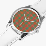 Scottish Bruce Ancient Watch Tartan Leather Strap Classic Plaid Watch (Silver)