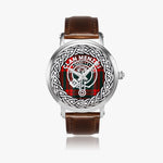 Menzies Scottish Clan Tartan Crest Badge Old Silver Automatic Watch Size 46mm