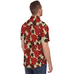 Men Hawaiian Shirt Checkerboard Hibiscus Hawaiian Floral Red Hawaiian Men Short Sleeve Shirt