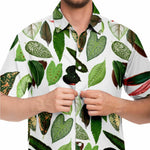Men Hawaiian Shirt Botanical Watercolor Vintage Greenery Leaves Hawaiian Men Short Sleeve Shirt