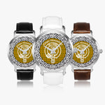 Scottish Houston Clan Tartan Crest Badge Silver Automatic Watch Size 46mm