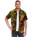 Men Hawaiian Shirt Antique Tropical Parrots Jungle Pattern Hawaiian Men Short Sleeve Shirt