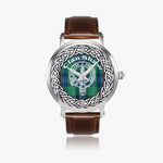 Shaw Scottish Clan Tartan Crest Badge Silver Automatic Watch Size 46mm