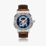McCorquodale Scottish Clan Tartan Crest Badge Silver Automatic Watch Size 46mm