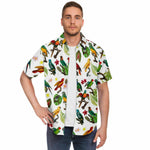 Men Hawaiian Shirt Colorful Tropical Parrots, Leaves & Flowers Hawaiian Men Short Sleeve Shirt