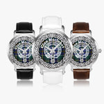 MacInnes Scottish Clan Tartan Crest Badge Old Silver Automatic Watch Size 46mm