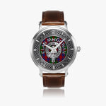Clan MacGowan Crest & Tartan Knot Sterling Silver Unisex Automatic Watch (Silver) Size 46mm