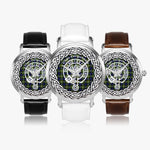 Scottish Fergusson Clan Tartan Crest Badge Silver Automatic Watch Size 46mm