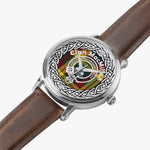 Scottish MacMillan Clan Tartan Crest Badge Old Silver Automatic Watch Size 46mm