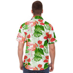 Men Hawaiian Shirt Flamingo Garden Hawaiian Men Short Sleeve Shirt