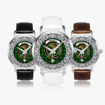Halkett Scottish Clan Tartan Crest Badge Silver Automatic Watch Size 46mm