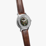 Carruthers Scottish Clan Tartan Crest Badge Silver Automatic Watch Size 46mm