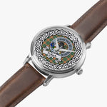 Pollock Scottish Clan Tartan Crest Badge Silver Automatic Watch Size 46mm