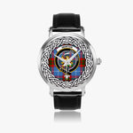 Newton Scottish Clan Tartan Crest Badge Silver Automatic Watch Size 46mm