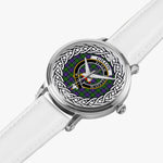 Gillon Scottish Clan Tartan Crest Badge Silver Automatic Watch Size 46mm