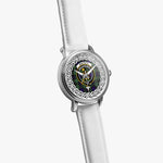 Monteith Scottish Clan Tartan Crest Badge Silver Automatic Watch Size 46mm