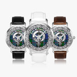 Kirkpatrick Scottish Clan Tartan Crest Badge Old Silver Automatic Watch Size 46mm
