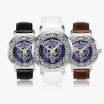 Scottish Hunter Clan Tartan Crest Badge Silver Automatic Watch Size 46mm