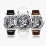 Glass Scottish Clan Tartan Crest Badge Silver Automatic Watch Size 46mm