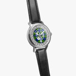 Scottish Maitland Clan Tartan Crest Badge Silver Automatic Watch Size 46mm