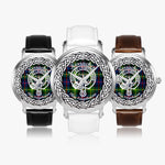Kerracher Scottish Clan Tartan Crest Badge Silver Automatic Watch Size 46mm