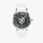 Clan MacNeill of Gigha Crest & Tartan Knot Sterling Silver Unisex Automatic Watch (Silver) Size 46mm