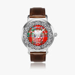 MacDonald of Keppoch Scottish Clan Tartan Crest Badge Silver Automatic Watch Size 46mm