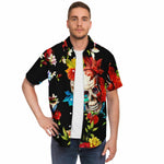 Men Hawaiian Shirt Floral and Skull Hawaiian Men Short Sleeve Shirt