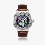 Stevenson Scottish Clan Tartan Crest Badge Silver Automatic Watch Size 46mm