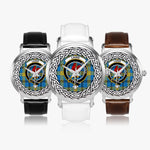 Laing Scottish Clan Tartan Crest Badge Silver Automatic Watch Size 46mm
