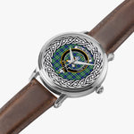 Haliburton Scottish Clan Tartan Crest Badge Silver Automatic Watch Size 46mm