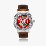 Maxwell Scottish Clan Tartan Crest Badge Old Silver Automatic Watch Size 46mm