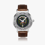 MacDonell Scottish Clan Tartan Crest Badge Silver Automatic Watch Size 46mm