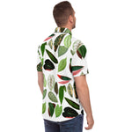 Men Hawaiian Shirt Botanical Watercolor Vintage Greenery Leaves Hawaiian Men Short Sleeve Shirt
