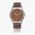 Scottish Bruce Ancient Watch Tartan Leather Strap Classic Plaid Watch (Silver)