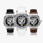 Scottish Muir Clan Tartan Crest Badge Silver Automatic Watch Size 46mm
