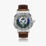 Kirkpatrick Scottish Clan Tartan Crest Badge Old Silver Automatic Watch Size 46mm