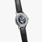 Scottish Hutton Clan Tartan Crest Badge Silver Automatic Watch Size 46mm