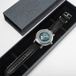 Scottish Arbuthnott Clan Tartan Crest Badge Silver Automatic Watch Size 46mm