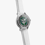 Clan Johnstone Crest & Tartan Sterling Silver Unisex Automatic Watch (Silver) Size 46mm
