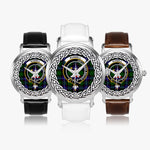 Russell Scottish Clan Tartan Crest Badge Silver Automatic Watch Size 46mm