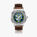 Scottish Maitland Clan Tartan Crest Badge Silver Automatic Watch Size 46mm