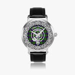 Scottish Durie Clan Tartan Crest Badge Silver Automatic Watch Size 46mm