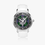 Clan Malcolm Crest & Tartan Knot Sterling Silver Unisex Automatic Watch (Silver) Size 46mm